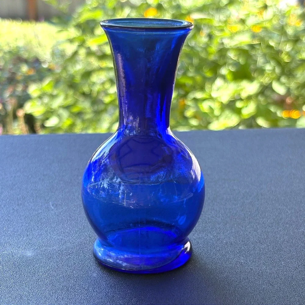 Vintage Cobalt Blue Glass Bud Vase USA Decorative Art